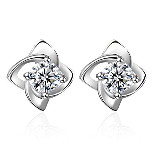 Boucles d'oreilles fleur cristal pour femmes bijoux argent 925