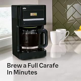 Braun Brew Sense 12 Cup Drip Coffee Maker - Pause & Pour Mid Brew, Programmable Coffee Machine with 24-Hour Timer & Clock, 1-4 Cup Functions, Self Clean, Auto Shutoff, Removable Filter Basket, Black