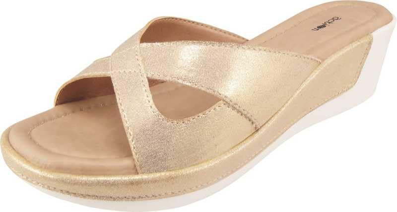 Image of Action Women's Platform Sandals|Block Heel| Cross-Strap Design with Ankle Strap Golden