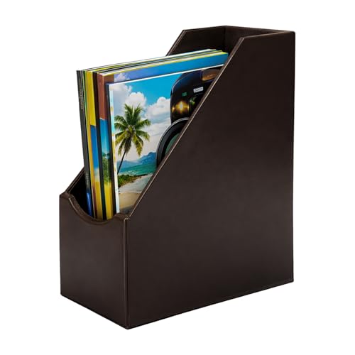 UnionBasic Magazine File Holder, Leatherette Desktop Document Organizer, Home Office Paper Holder...