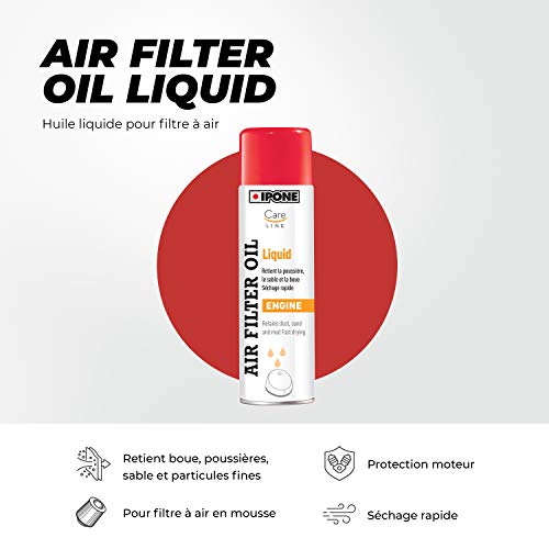 Ipone Huile Liquide Filtres Mousse Moto Air Filter Oil Liquid-500 ML, Bleu & Graisse de Chaîne pour Moto Route X-trem Chain Road – Flacon Aérosol à Diffuseur Multi-positions 250 ml - Image 4