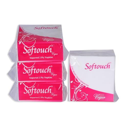 Softouch 2 Ply Tissue Paper Napkins 50 pcs. Each- Set of 4 (Multicolour) (B0D364GK6Z) Amazon Price History, Amazon Price Tracker