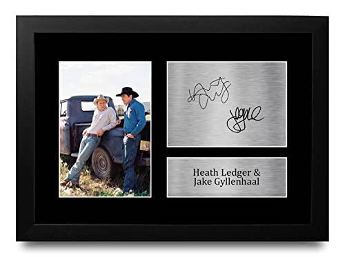 Photo Brokeback Mountain signée Heath Ledger et Jake Gyllenhaal cadre A4