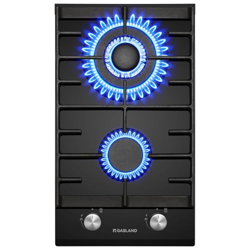 GASLAND GH2302BG1FC Glas Gaskochfeld 2 Flammig, Butan Gas Kochfeld mit Wok Brenner, Einbau...