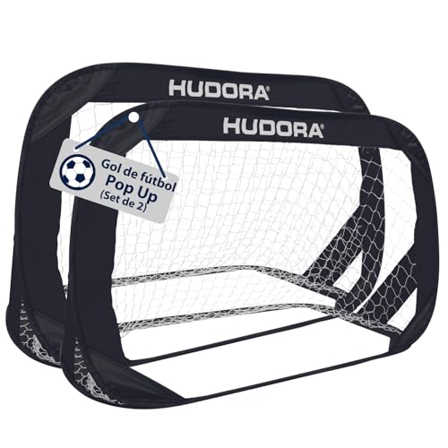 HUDORA Conjunto De 2 Porterías De Fútbol Plegables I Set de Porterías de Fútbol Plegables para Niños y Adultos I con Bolsa de Transporte & Estacas I para Jardín, Parque & Playa