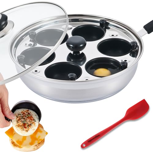 Comparison: Best Pan For Making Eggs 6 Eggssentials Egg Poacher Pan Nonstick Poached Egg Maker, Stainless Steel Egg Poaching Pan, Poached Eggs Cooker Food Grade Safe PFOA Free with Spatula, Egg Poachers Cookware