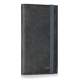 CASMONAL Checkbook Covers for Personal Checkbook Holder RFID Premium Leather Checkbook Cover for Duplicate Checks (Deep Grey)