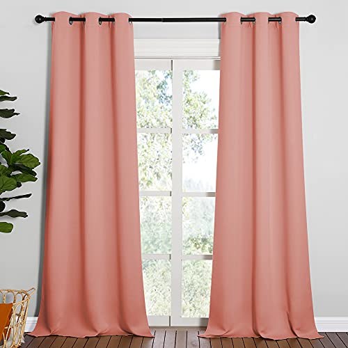Image of NICETOWN Coral Room Darkening Curtain Drapes - Window Treatment Light Blocking Privacy Curtain Panels for Home Decoration (Set of 2, 42 inches by 95-inch)
