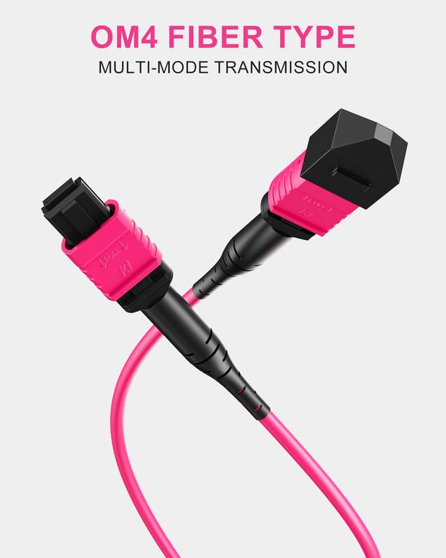 Image of MPO Fiber Cable OM4 1M, 10 /40 /100GB 8 Cores Type B Female Multimode LSZH, MPO /MTP Compatible with OM3 for Transition Boxes- 1M(3FT)