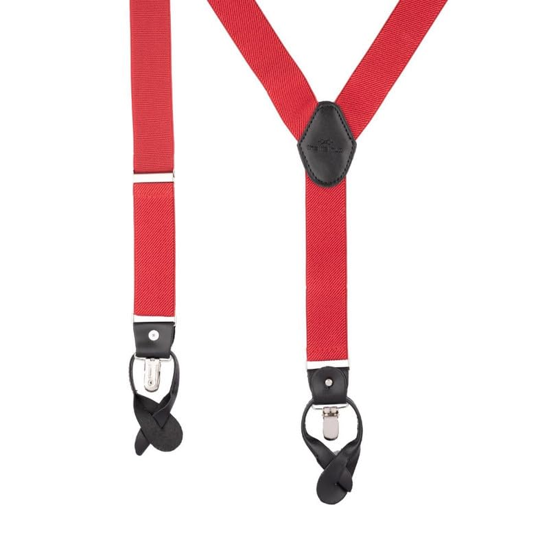Image of The Tie Hub Button Suspenders for Men | Gentry Button-On Y-Back Elastic Braces | Adjustable 1.25 Inch | Formal Wedding