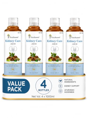 Image of Four Seasons Pure Ayurvedic Kidney Care & Detox Juice with Varun & Punarnava - Natural Urinary Tract Support & Kidney Stone Care Tonic - 100% Herbal & Sugar-Free (1L) PK 4