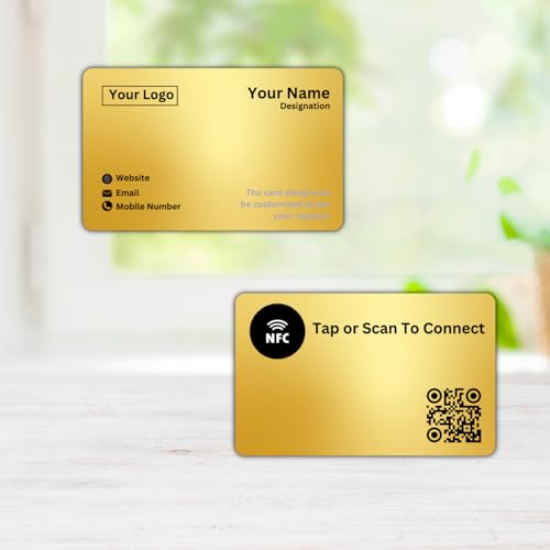 Image of NFC & QR-Enabled Business Card | Smart Digital Visiting Card for Instant Contact Sharing | Lifetime Free | Dashboard Access (Custom Golden Metal)