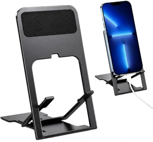 GVVG Support Téléphone Pliable à Plat Réglable, Aluminium Stable Vue 45-75°