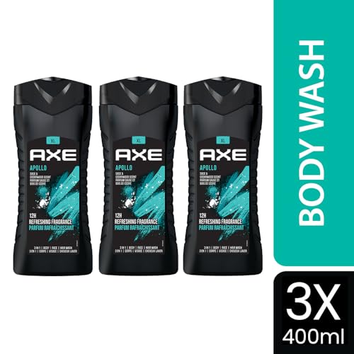 Image of AXE Apollo 3-in-1 Body, Face & Hair Wash | Fresh Sage & Cedarwood Scent | 12H Refreshing Fragrance | Combo of 3| 400 ml Each
