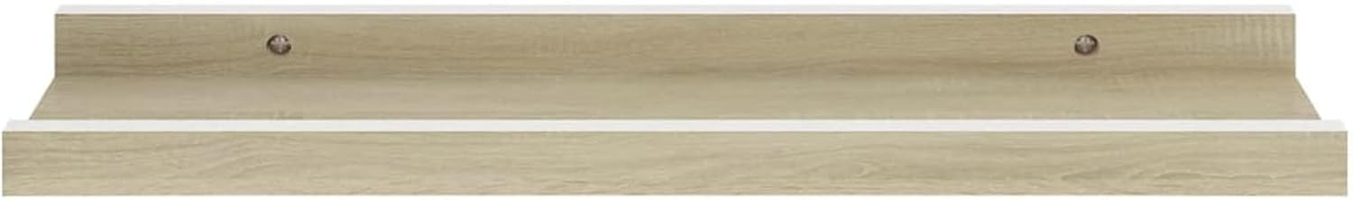 Homgoday Wall Shelves Set of 2 White and Oak Sonoma 40 x 9 x 3 cm, Wooden Floating Shelves Invisible Fixing, Decorative Storage Shelves, Ideal for Living Room, Bedroom