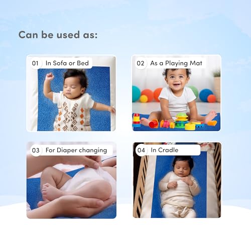 Image of Mylo Baby Waterproof Mattress Protector for Baby (0-3 Years), Extra Absorbent, Soft and Reusable Quick Dry Sheets (100X70cm)(Cobalt, Full)