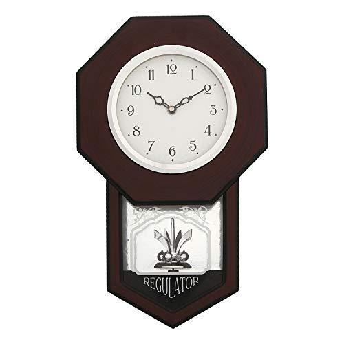 Ecraftindia Brown Round Pendulum Wooden Wall Clock #TOP6