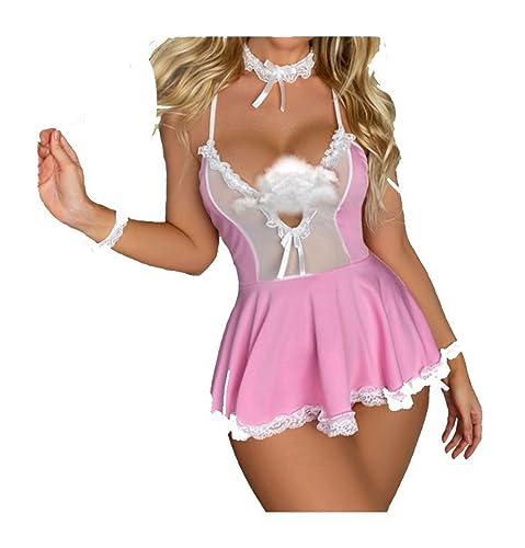 Ensemble de lingerie sexy rouge avec jupe slip pour femme
