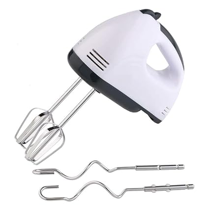 ZENNiX Electric Hand Mixer with Stainless Steel Attachments, 7 -Speed, Includes; Beaters, Dough Hooks 260 W Hand Blender (White)