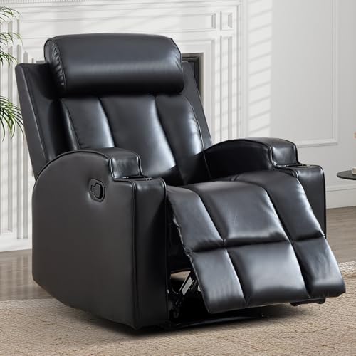 Sillón reclinable manual cuero sintético negro miniatura 6