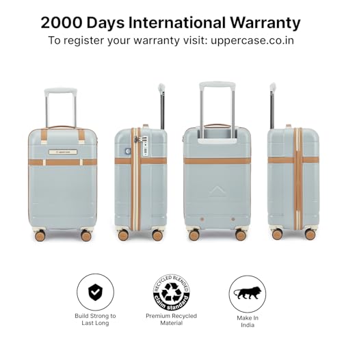 Image of uppercase Chester Cabin Size Trolley Bag for Travel | 360 8 Wheels Hard Luggage with TSA Lock, Anti-Theft Zippers | Hard Sided Polycarbonate Small Suitcase for Both Men & Women (Grey)