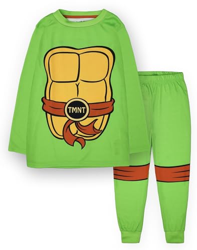 TEENAGE MUTANT NINJA Turtles Boys Pajama Set | Kids Green Loungewear T-Shirt & Pants Complete PJs | TMNT Costume Pajama