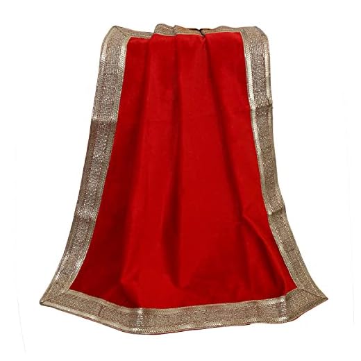 Indian Velvet Pooja Tablecloth with Golden Border