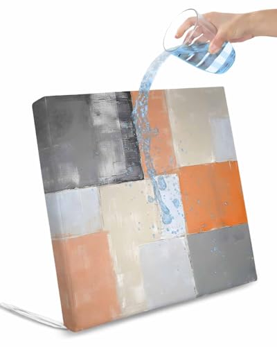 2 Pack Orange Grey Geometric Waterproof Cushion Covers with Ties, Outdoor Patio Chaise Lounge Chair Seat Cushion Slip Covers Replacement(Only Cover) Abstract Simple Color Blocks 22