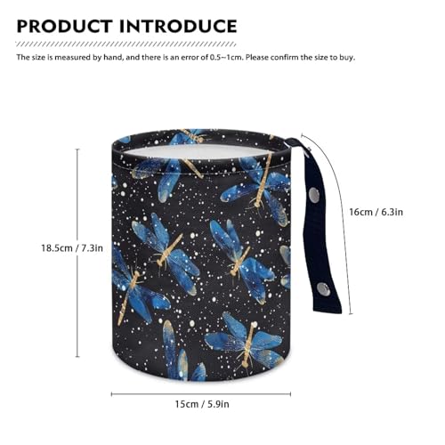 Image of Blue Dragonfly Trash Can for Car Garbage Can for Back Seat Leak Proof with Adjustable Buttons Auto Accessories for Women Interior