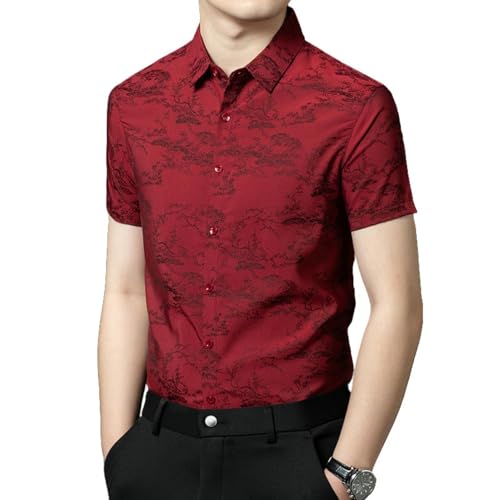 Chemise d'été manches courtes homme imprimé sans plis mode casual