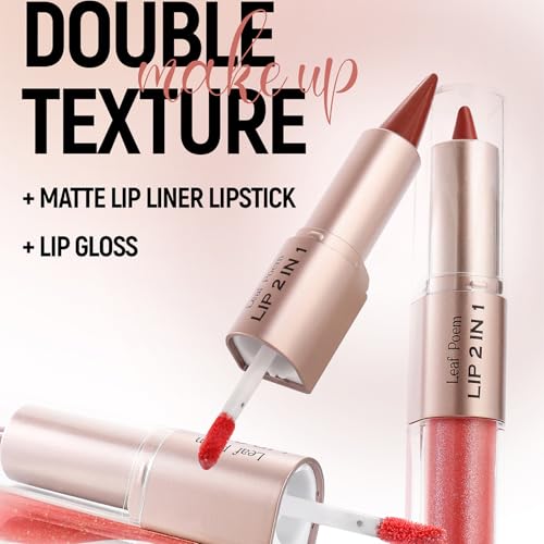 MooGlamor 3 Pcs Lip Liner and Gloss Set 2 in 1 Lipstick with Dual-Ended and Smooth Buildable Lip Gloss for Women Lip Combo Makeup (3 Pcs Glossy #01#02#03)