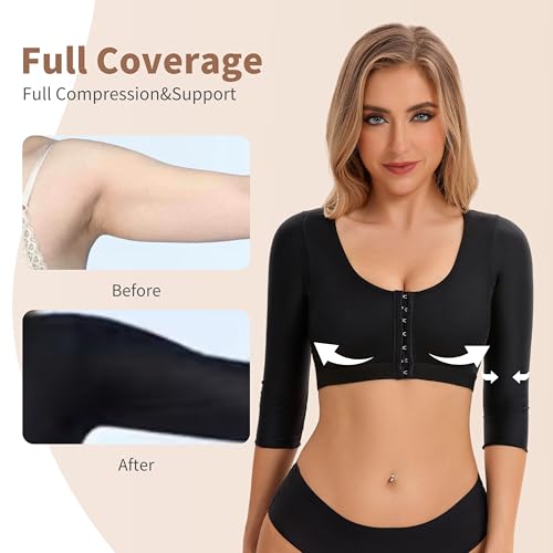 YounBeauty Arm Shaper for Women Front Closure Post Surgery Arm Lipo Compression Sleeves Slimming Arm2