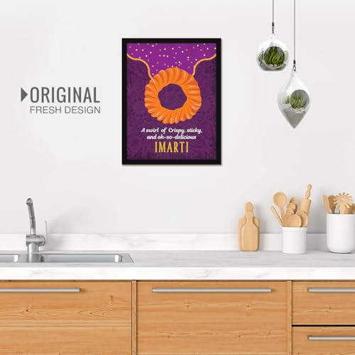 Image of Chaka Chaundh - Jalebi poster Imarti wall art frame - Sweets Mithai shop and confectionery store wall art framed quotes decor item - Restaurant cafe food Deserts poster frame decoration items - 14 X 11 inches