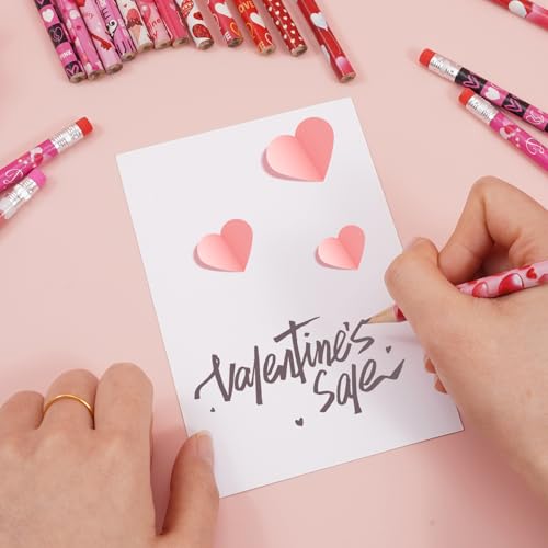 48 lápices de madera Valentines con borrador miniatura 5