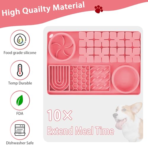 Tapete de lambida para cães com ventosas, tapete de silicone para lamber cães, tigela de alimentação
