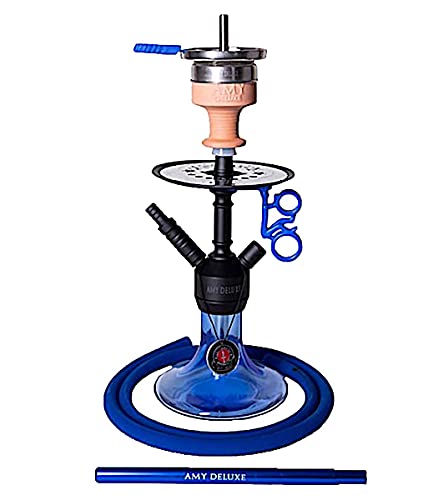 Amy Deluxe Shisha 071.03 Alu Jewel S - 44 cm, Blue RS PSMBK, Wasserpfeife mit Klick, Schliff, Diffusor, Kammernsystem…