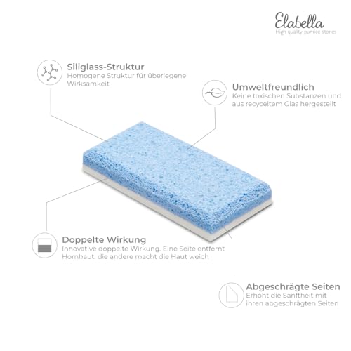 Elabella - Doppelaktion Fußpflege Bimsstein - 2 Stück - Ein Seite ist ein Effektiver Hornhautentferner für Grobe Hornhaut und die Andere Seite Weicht die Haut auf - Fußpeeling für Perfekte Fußpflege