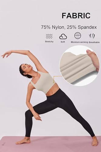 Image of PINSPARK Sports Bra for Women Square Neck Longline Tank Top with Built in Bra