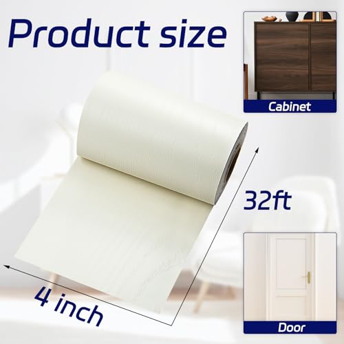 Image of Beige Wood Grain Repair Tape, 4 inch X 32 ft Self Adhesive Tape for Furniture, 1 Roll Wood Grain Repair Patch for Baseboards, Doors, Floors, Window, Chairs, Cabinet