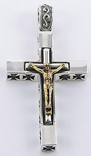 Jesus Cross Crucifix Solid .925 Sterling Silver Pendant Biker