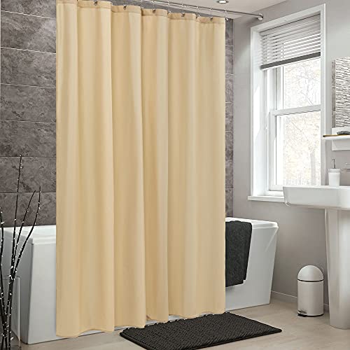Image of ALYVIA SPRING Waterproof Fabric Shower Curtain Liner with 3 Magnets - Hotel Quality Soft Cloth Shower Liner, Light-Weight & Machine Washable - Standard Size 72x72, Khaki