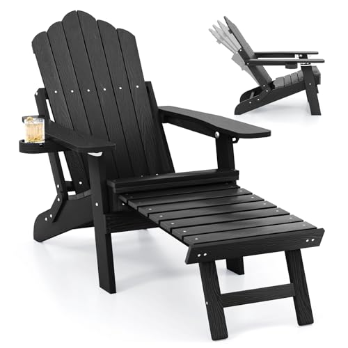 RELAX4LIFE Folding Adirondack Chair, All-weather HIPS Patio Lounge Armchair with Adjustable Backrest...
