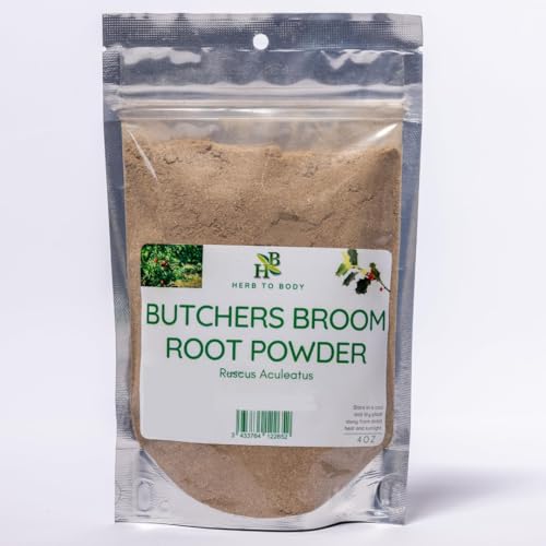 Herb To Body Butcher’s Broom Root Powder - Ruscus Aculeatus, Non GMO, Gluten Free & Vegan, Ideal for Tea, Herbal Preparations, Blends & Traditional Use Wildcrafted 4oz