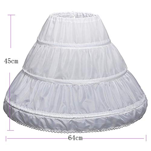 Girls Children Crinoline Petticoat with 3 Hoops, Full Length Flower Girl Underskirt Slips2