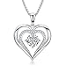 Praelinos Collana Donna Amore Cuore Birthstone Placcato Oro Bianco Carati Zirconia Cubica Collana Ciondolo Placcato Gioielli Regali per Mamma Moglie Fidanzata Compleanno Anniversario (Bianco)