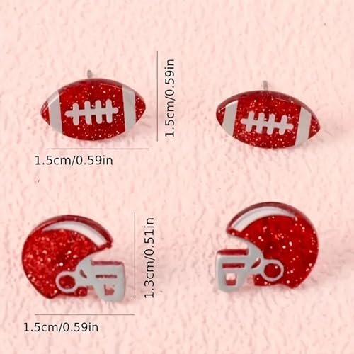 Acrylic Football Earrings for Women Cool Punk Red Football Earrings Lightweight Rugby Earrings Rugby Sports Stud Earrings Funny Sports Jewelry4