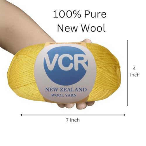 Image of VCR Saffron Yellow Chunky Wool Yarn,100 Grams, Hank, 196 Meters, 100% New Zealand Wool Knitting Yarn, Soft Crosia Thread Suitable for Baby Blankets & Booties Pack of 1