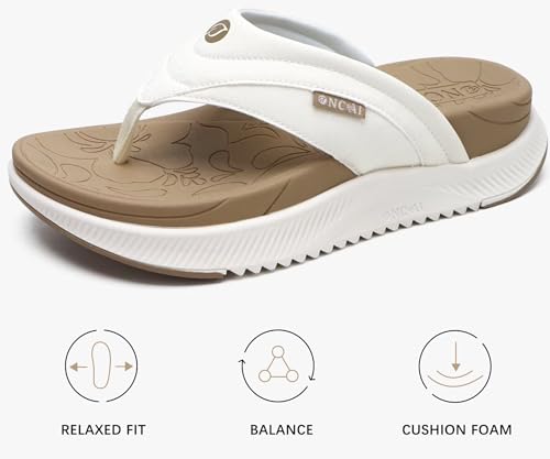 Image of ONCAI Women's Orthotic Cushion Flip Flops Recovery Walking Sandals for Women with Arch Support Summer Comfortable Slip On Flip Flops for Womans Size 6-12