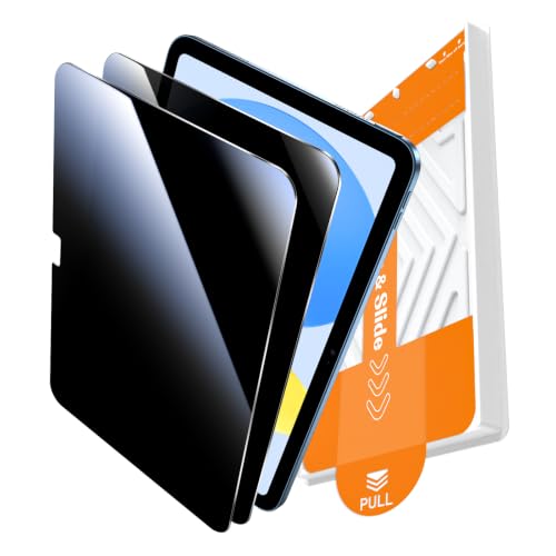 Image of EZ-GLAZ-2 Pack Privacy Screen Protector for iPad A16 2025 11th (11 Inch) / 10th Gen 2022 (10.9 Inch) - Landscape /Horizontal Viewing Privacy Mode, 9H+ Tempered Glass with Install Tool, Anti-Scratch, Pencil Compatible
