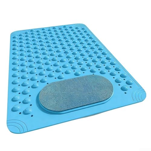 Alfombrilla de baño antideslizante para bañera y ducha, con ventosas, limpiador de pies texturizado, para superficie para masaje exfoliante, alfombra de seguridad de baño TPR de drenaje rápido, 36,5 x